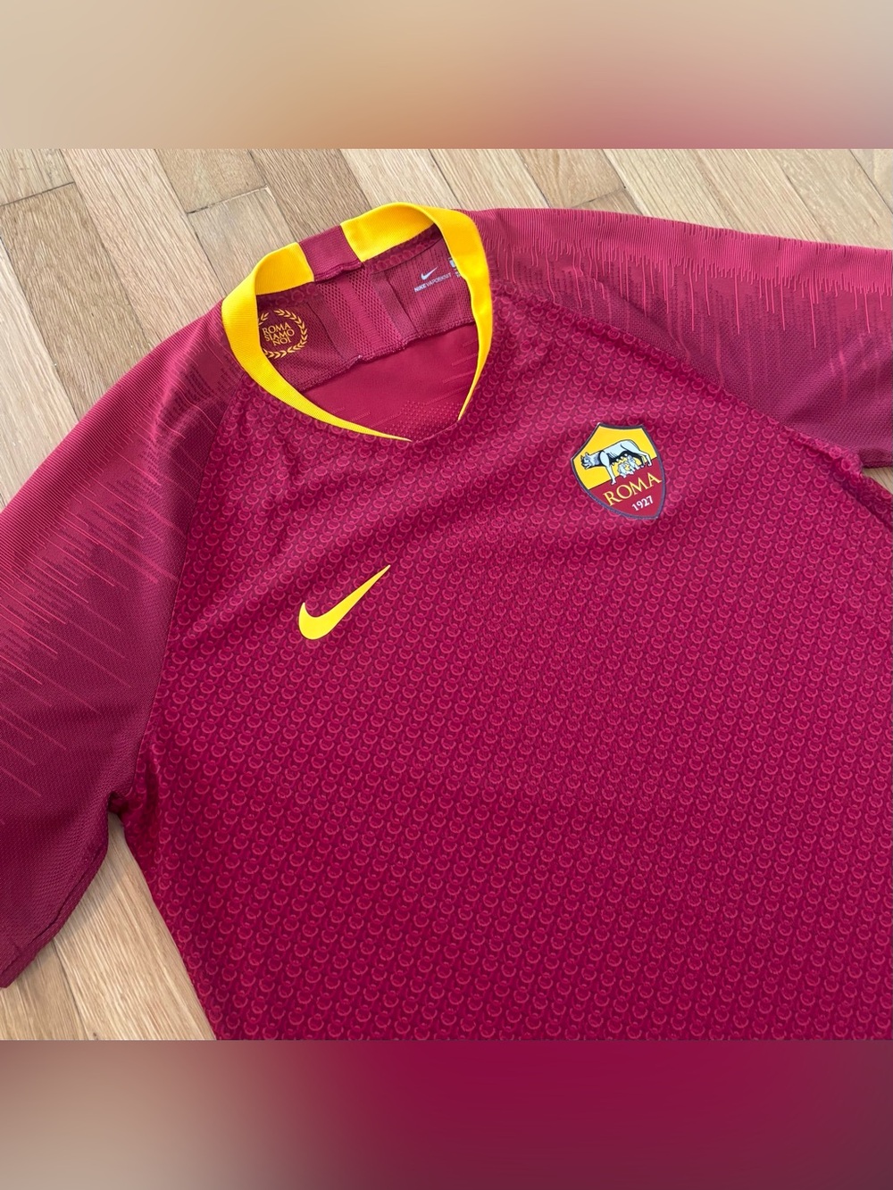 Nike AS Roma Home VaporKnit Player Issue Match Soccer Jersey Mens Large 18/19